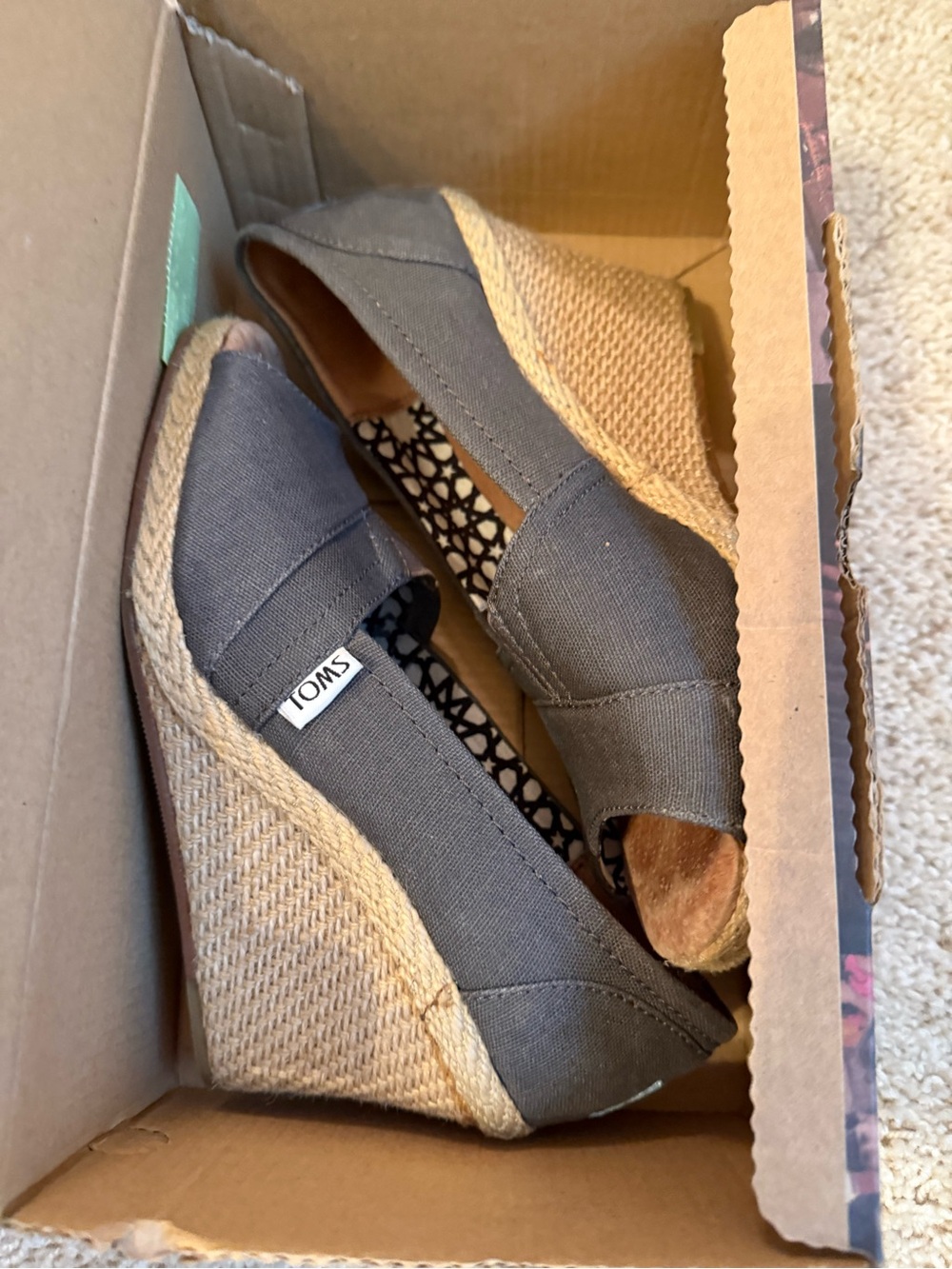 TOMS Women's Gray Espadrille Wedge